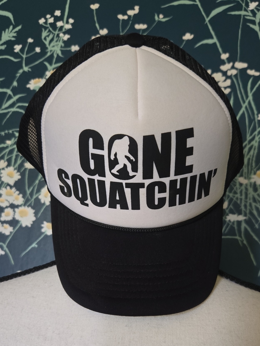 Gone Squatchin' Trucker Hat - Black & White